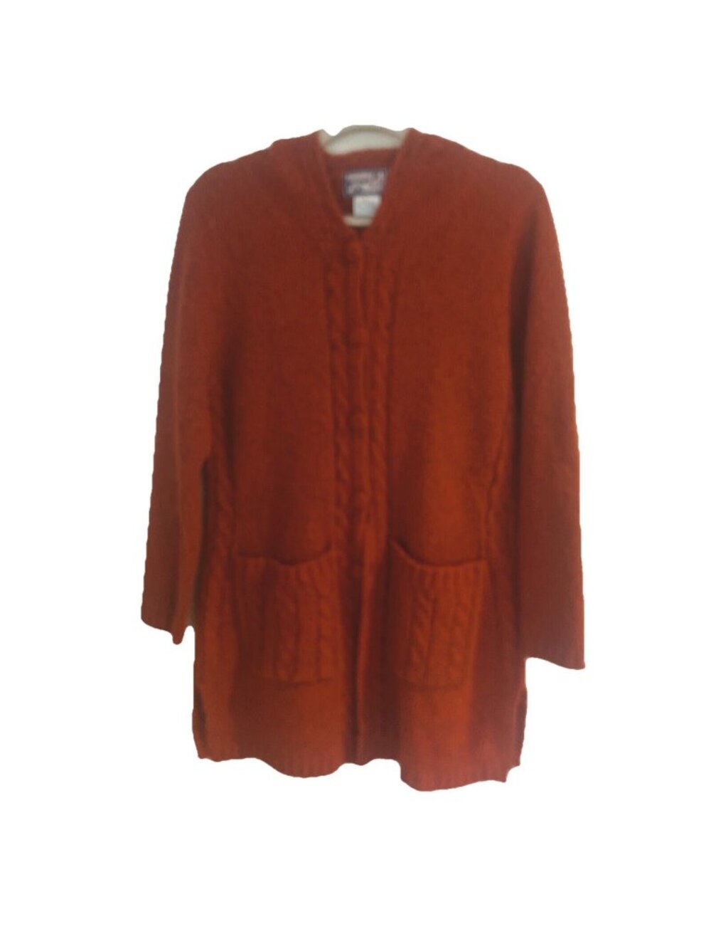 April Cornell Vintage Orange Cardigan Button Up unique Women’s Sz S Wool Blend